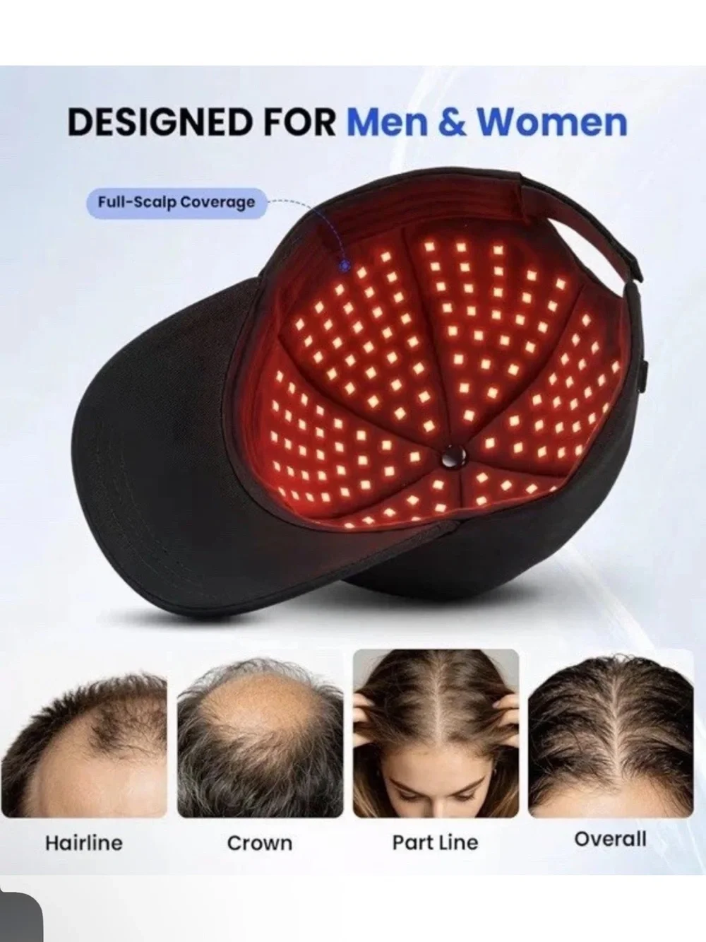 Red Light Therapy Hair Growth Cap Men & Women Infrared 528 LED Fuller Thicker